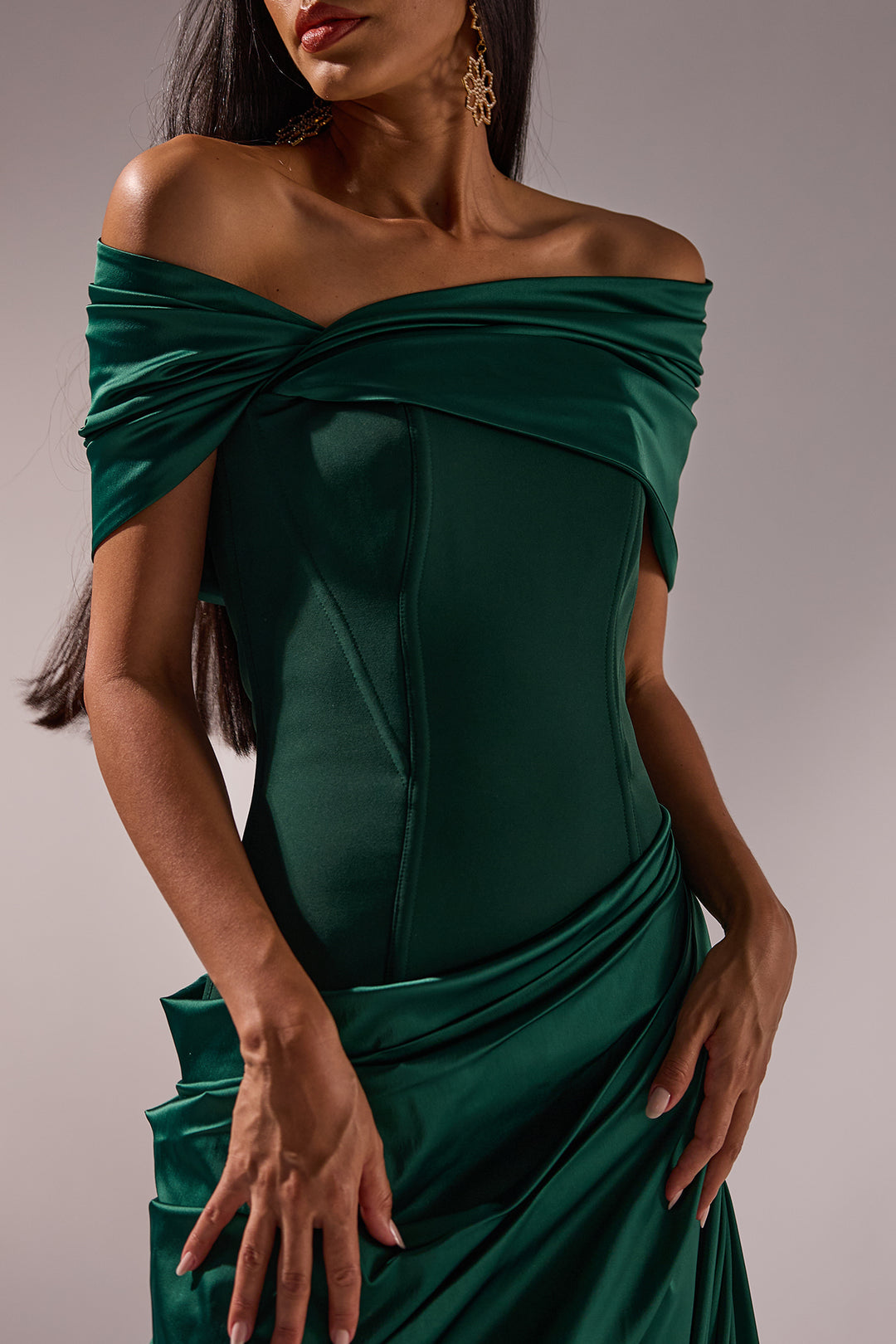 Iris Dress In Forest-Green Rhea Costa Iris Dress In Forest-Green Rhea Costa