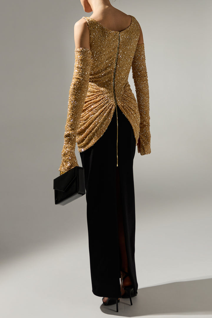 Alisa Dress In Gold-Black