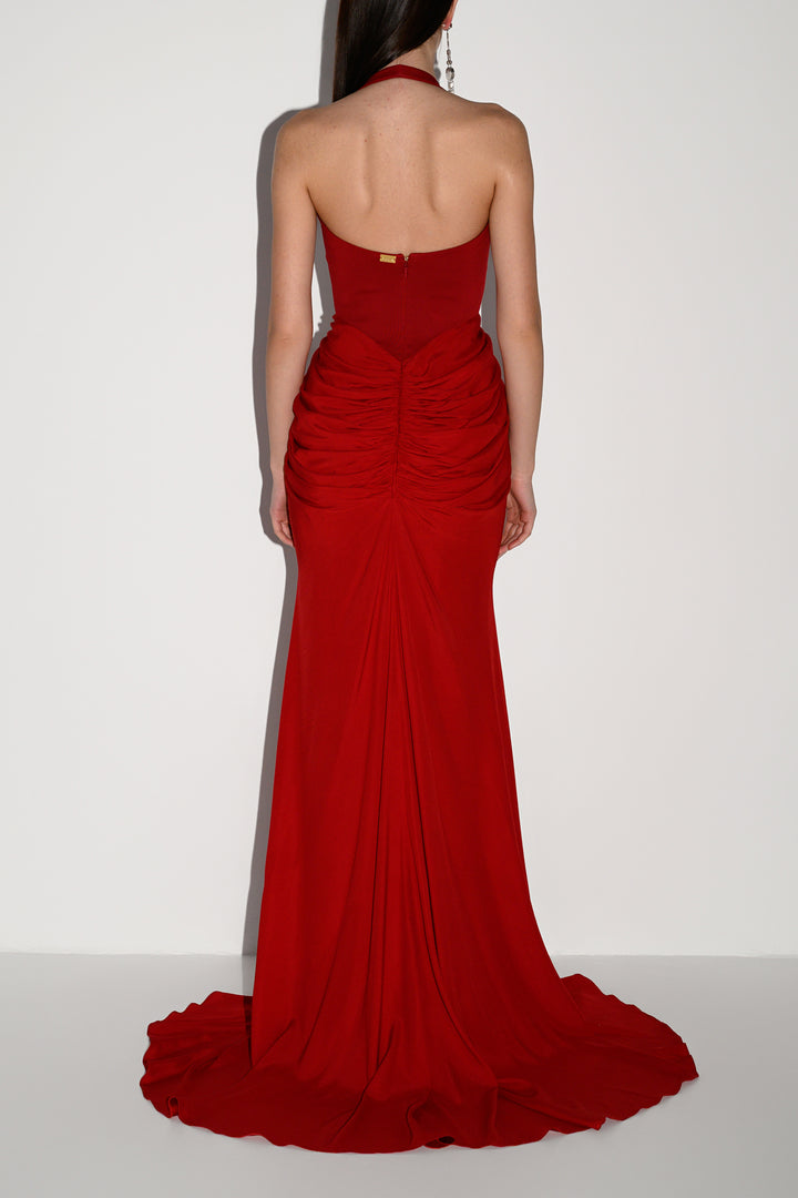 Blanca Long Dress In Carmine