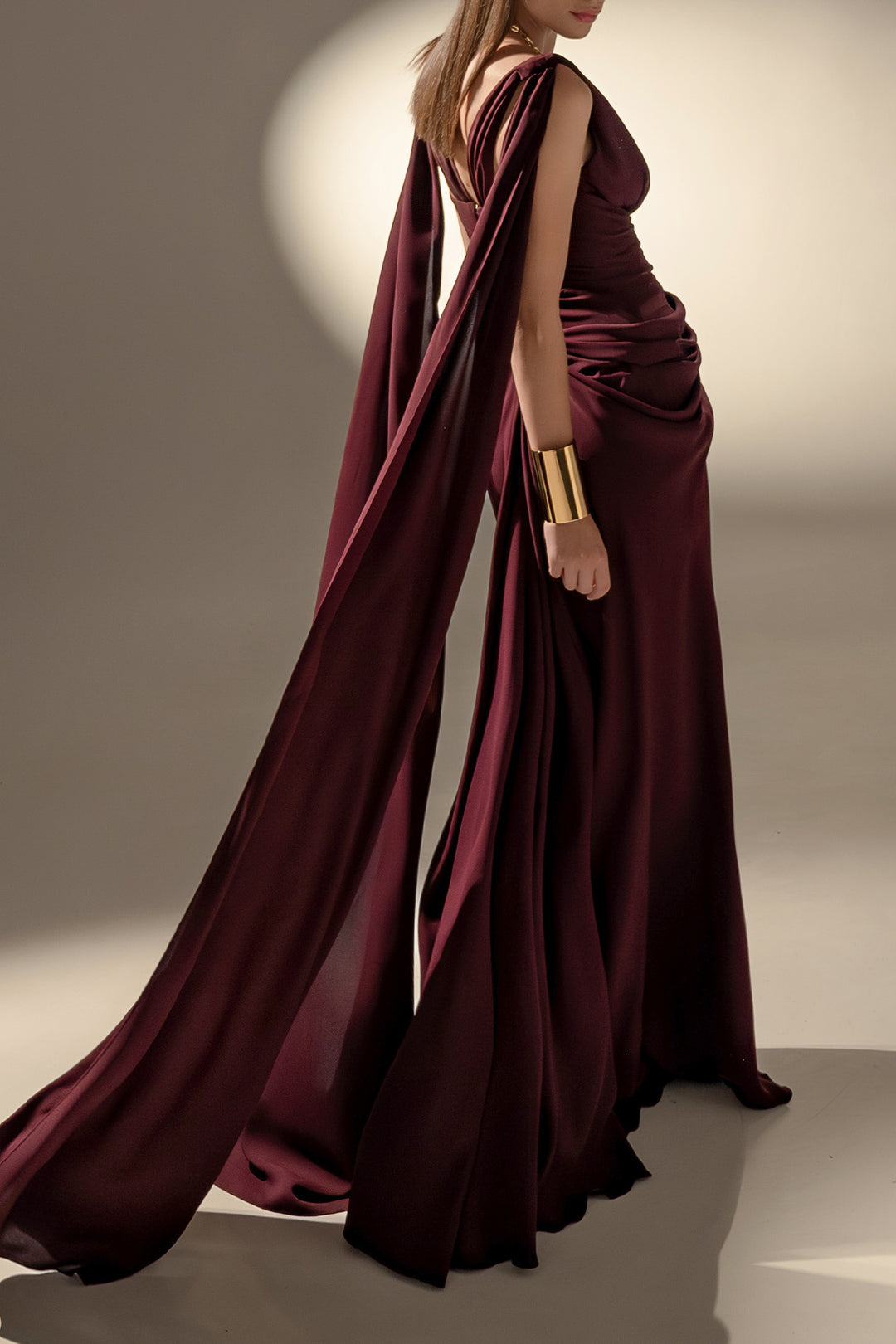 Layla Long Cape-Dress In Burgundy