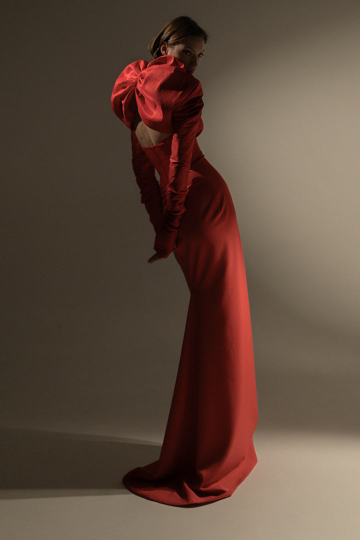Ranya Long Dress In Hot-Red