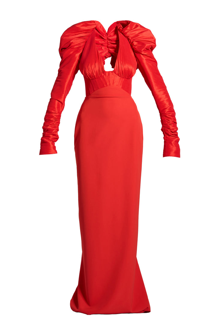 Ranya Long Dress In Hot-Red