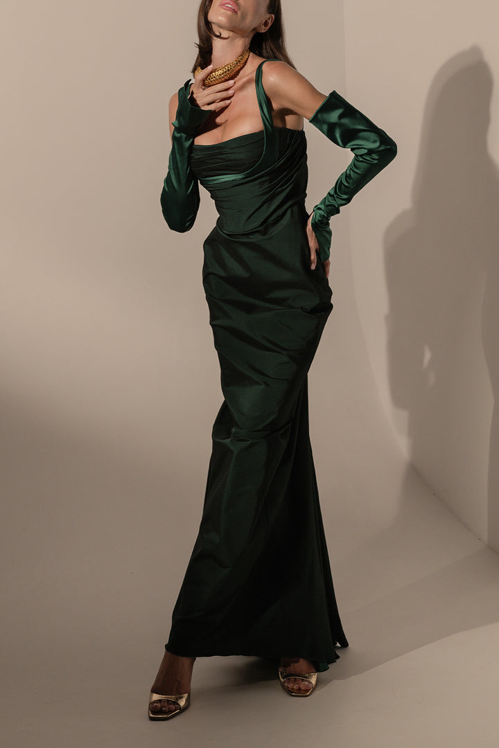 Farah Dress In Forest-Green