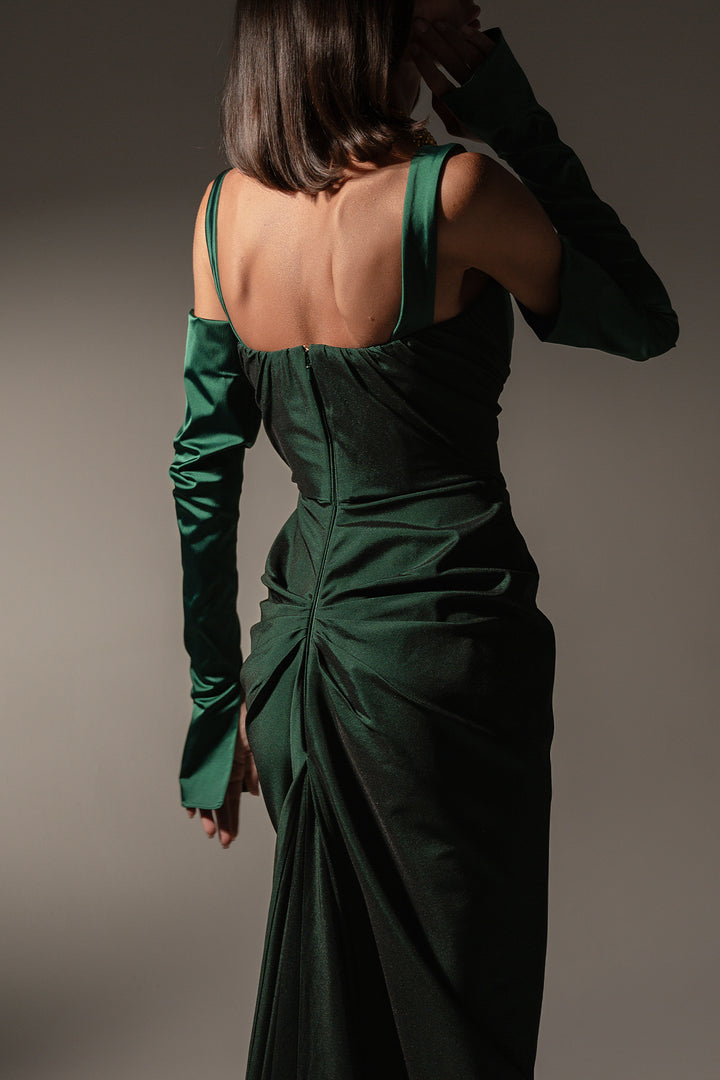 Farah Dress In Forest-Green