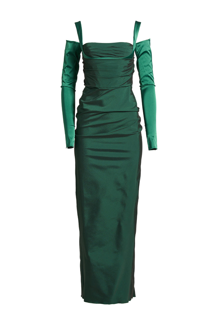 Farah Dress In Forest-Green