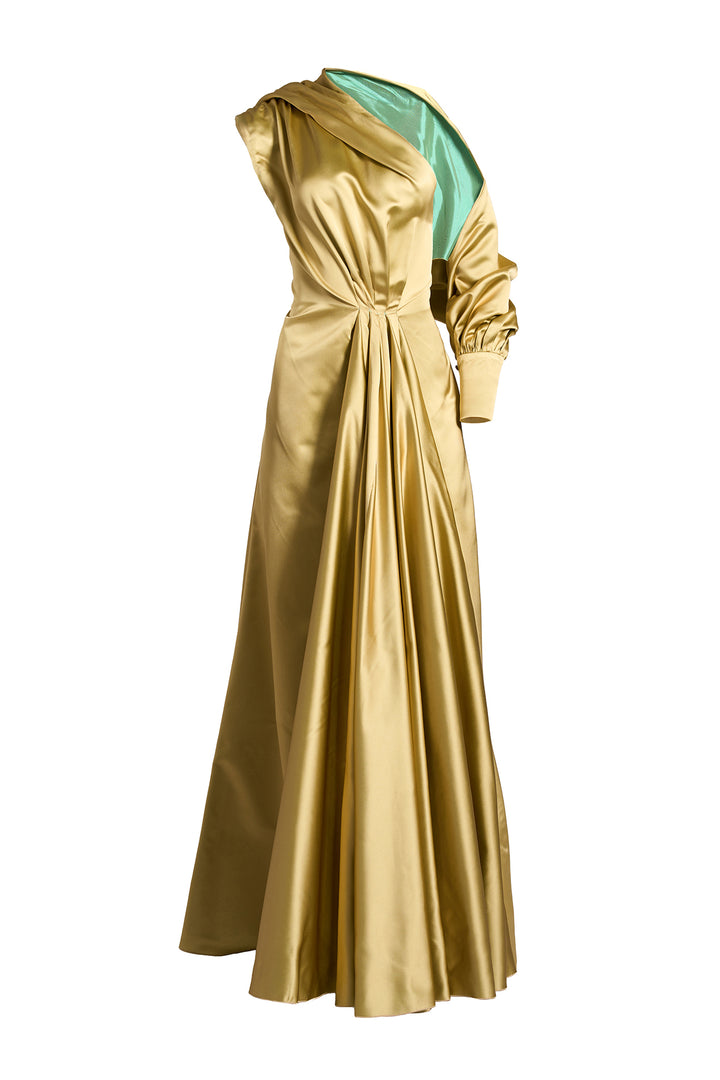 Amani Dress In Gold-Turquoise