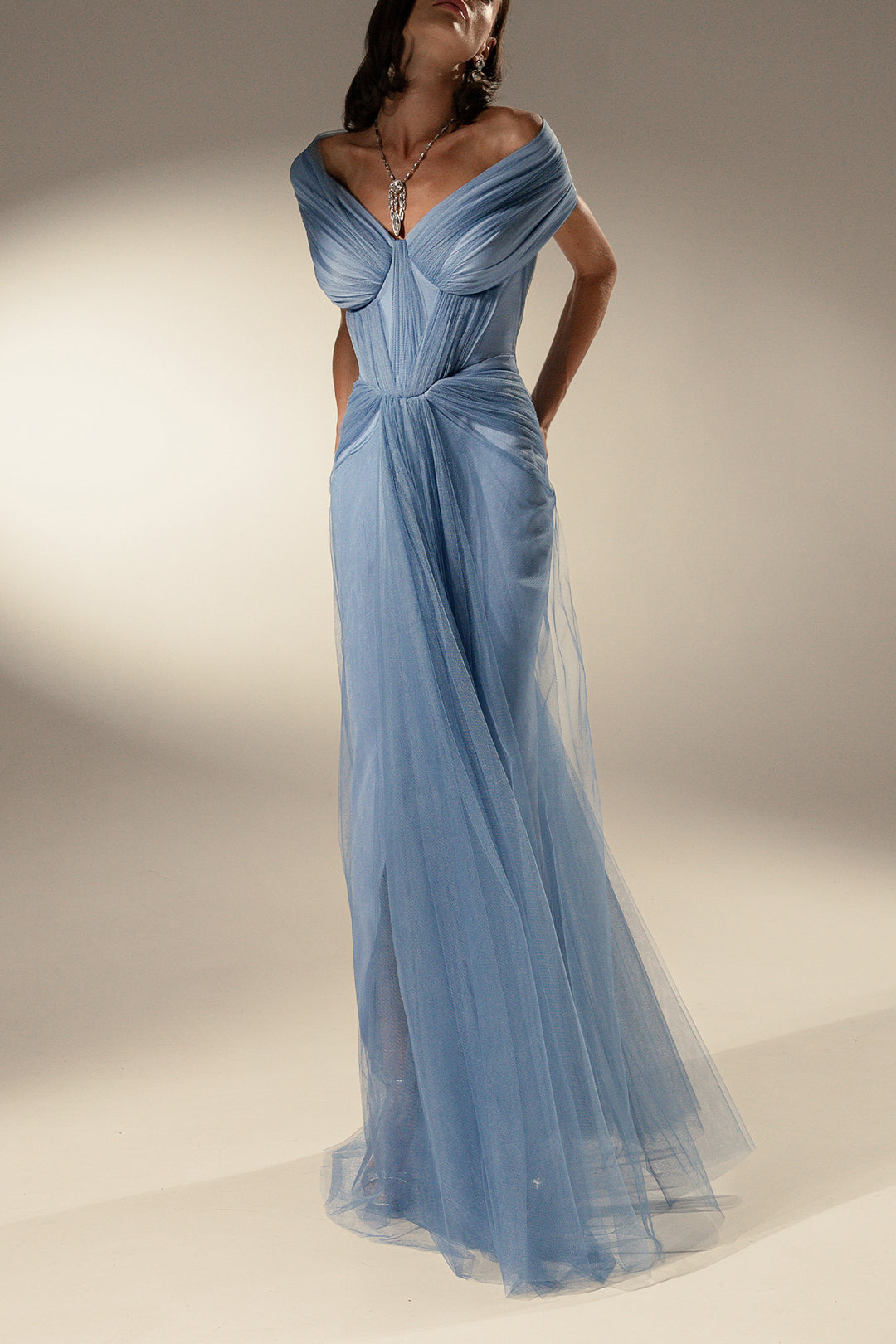 Dalila Tulle Dress In Dusk-Blue