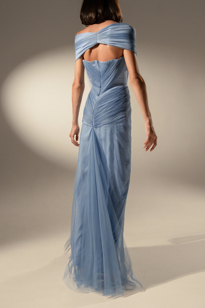 Dalila Tulle Dress In Dusk-Blue