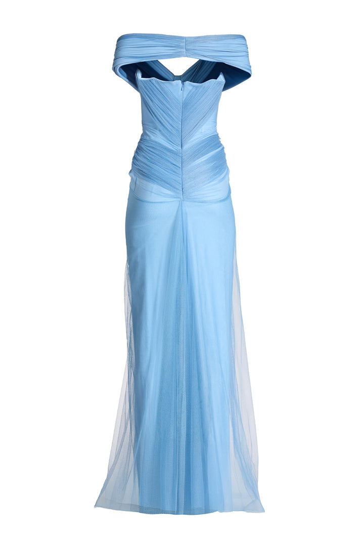 Dalila Tulle Dress In Dusk-Blue