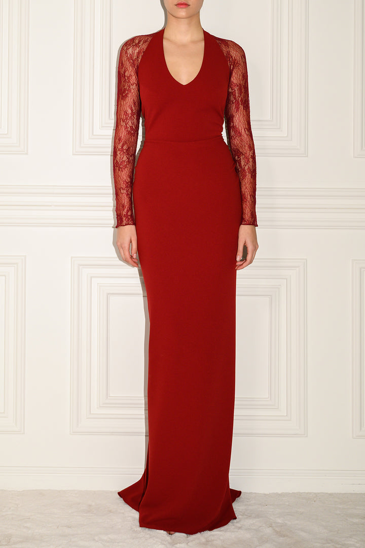 Blanca Lace Dress In Ruby-Red