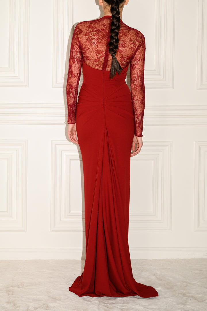 Blanca Lace Dress In Ruby-Red