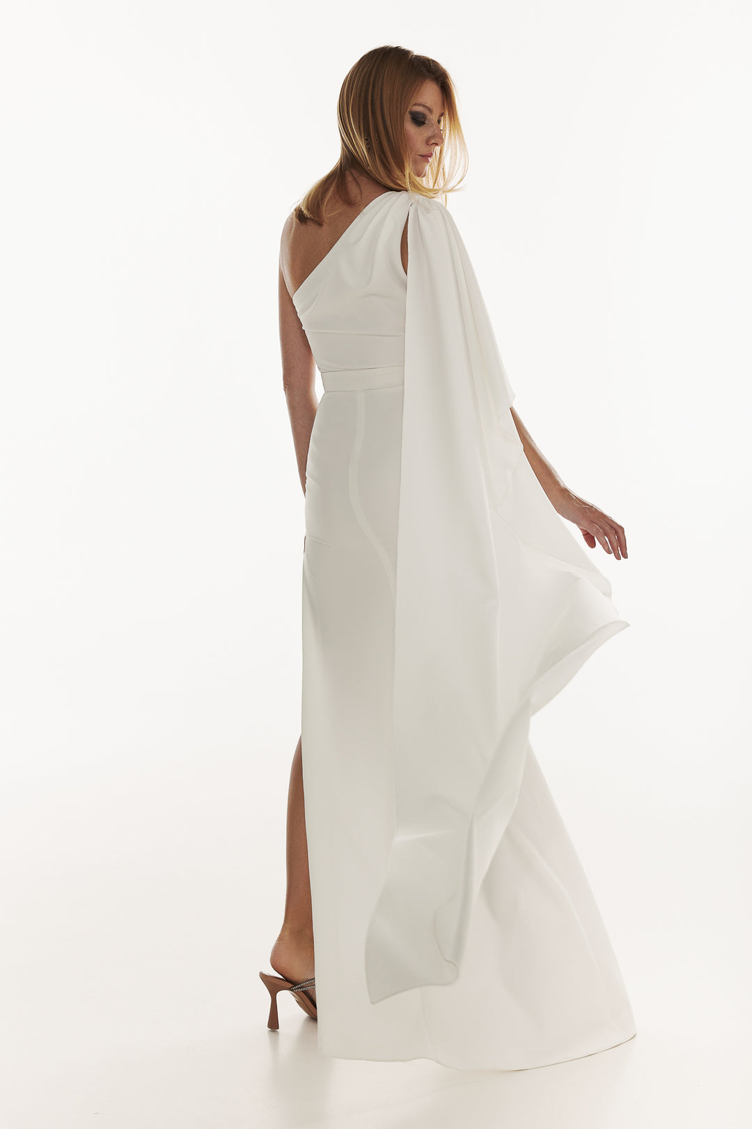 Alba Ivory Crepe Long Dress