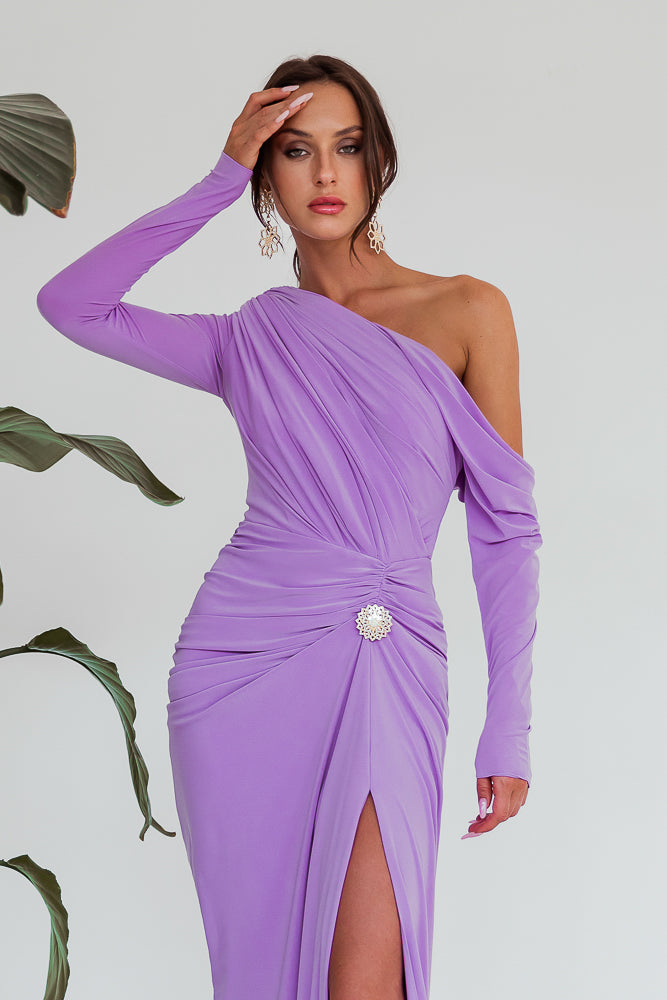 Zeina Lilac Jersey Long Dress