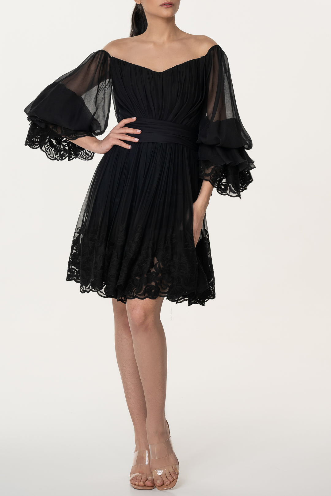 Orla Boho Silk Black Short Dress