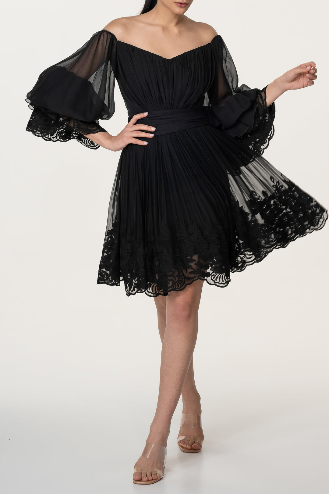 Orla Boho Silk Black Short Dress