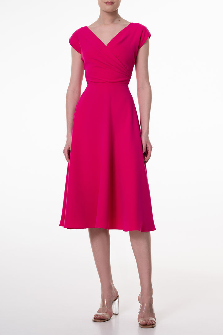 Monica Raspberry Crepe Midi Dress