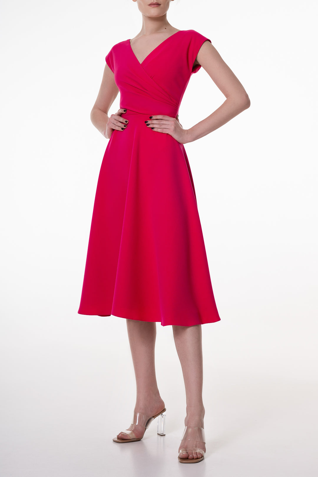 Monica Raspberry Crepe Midi Dress