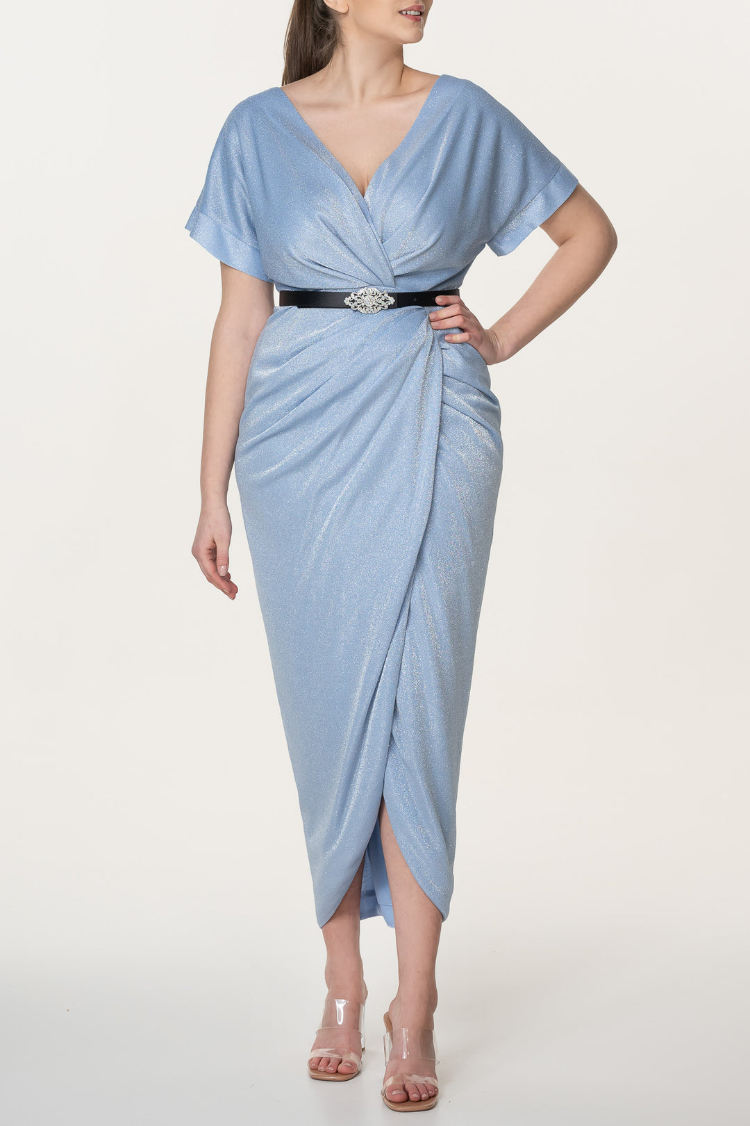 Daphne Azure Jersey Ankle Length Dress