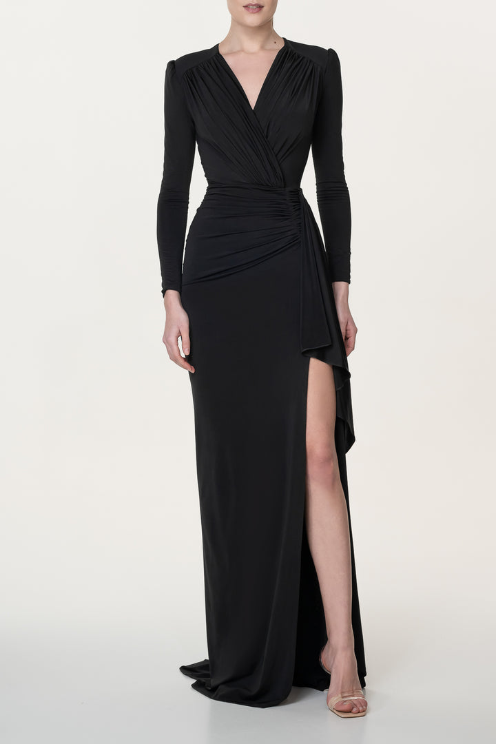 Kadija Black Jersey Long Dress