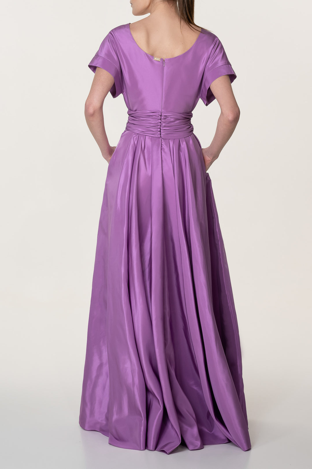 Flora Mauve Taffeta Long Dress