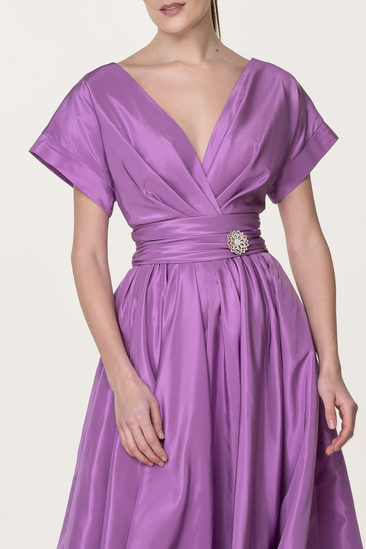 Flora Mauve Taffeta Long Dress