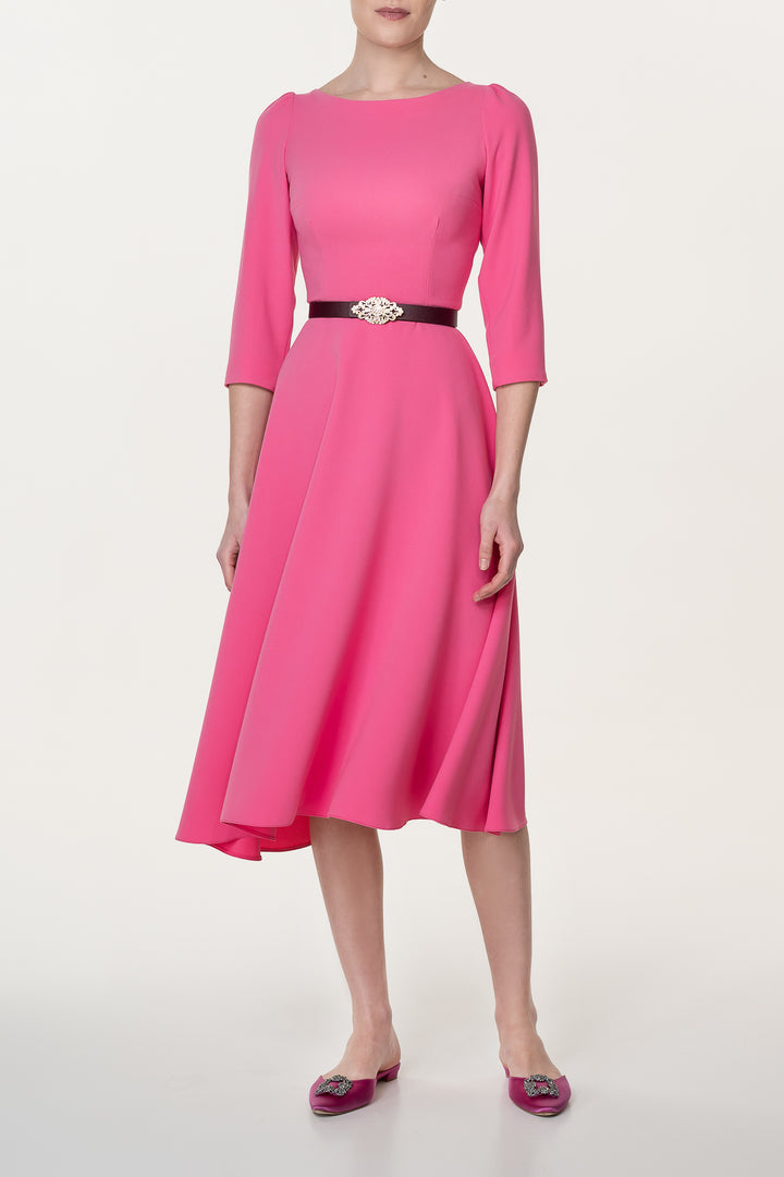 Nicole Raspberry Crepe Midi Dress