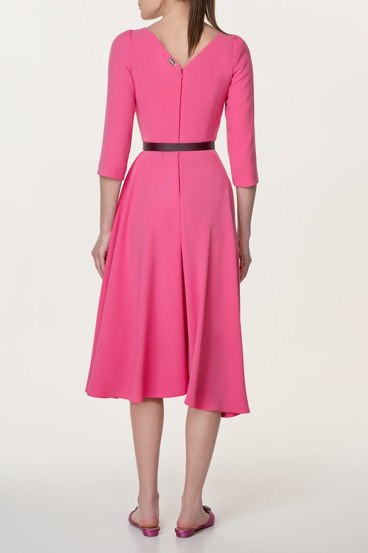 Nicole Raspberry Crepe Midi Dress