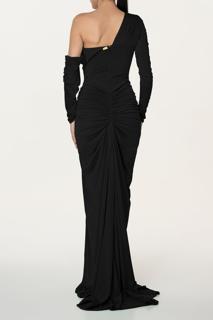 Zeina Jersey Long Dress In Black