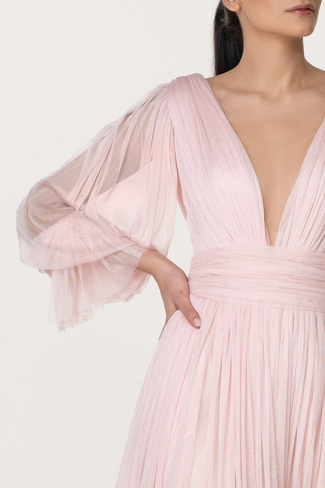 Kaira Pastel Pink Silk Tulle Short Dress