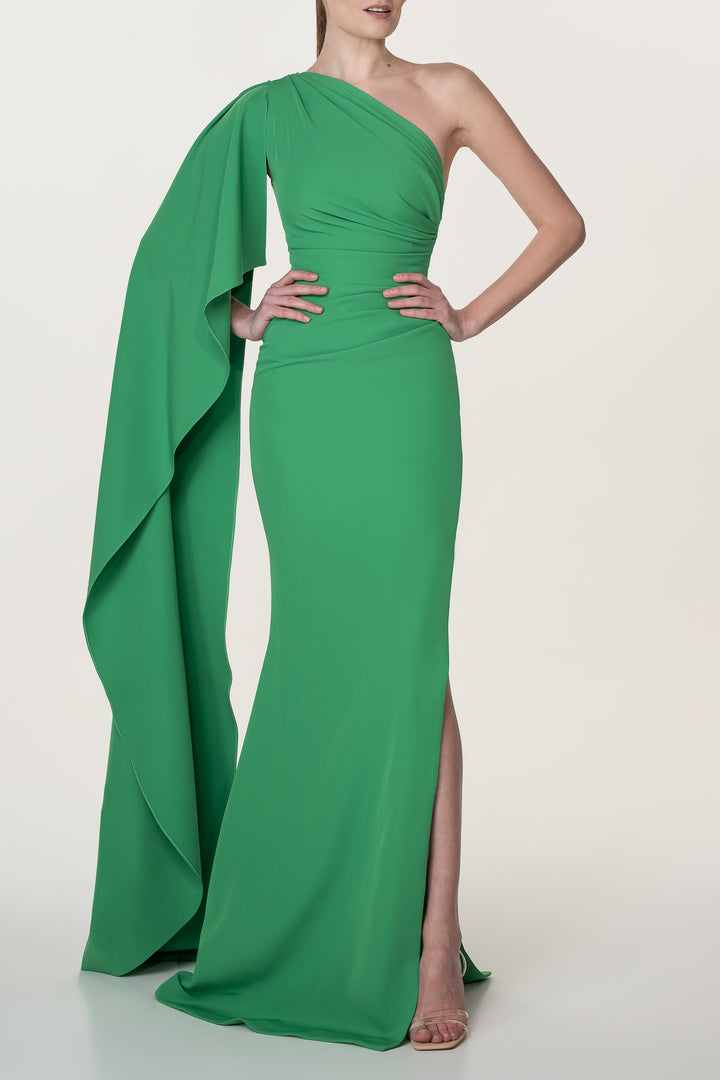 Alba Emerald Crepe Long Dress