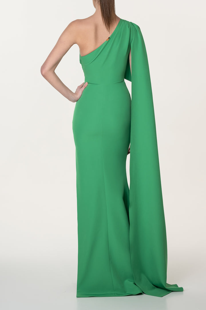 Alba Emerald Crepe Long Dress