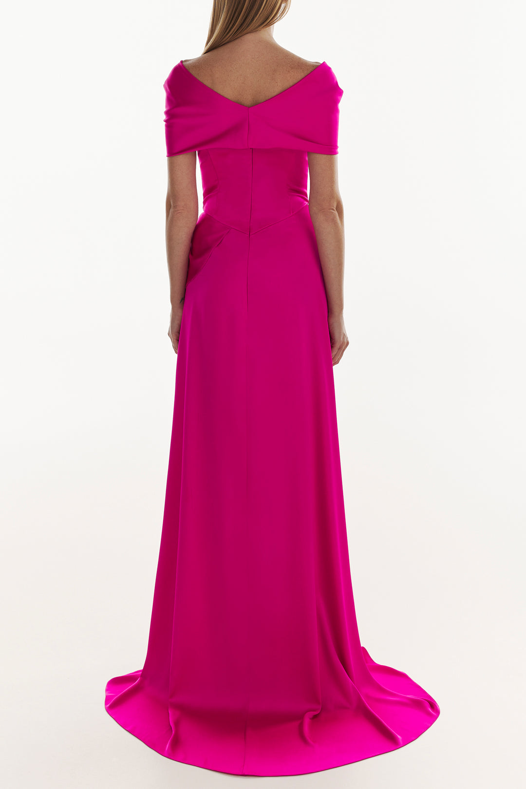 Rosa Hot Pink Long Satin Dress