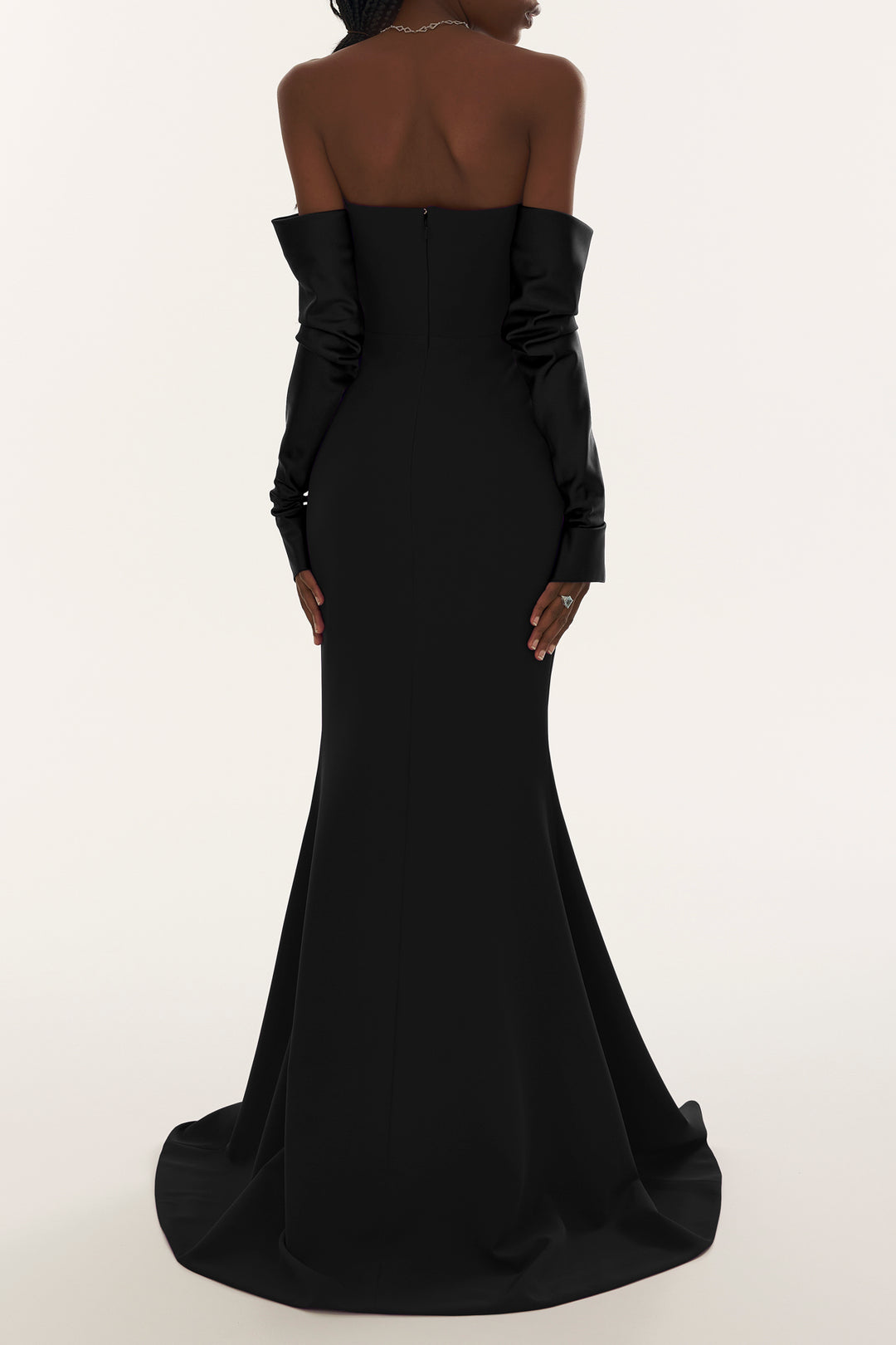Raven Black Crepe Long Dress