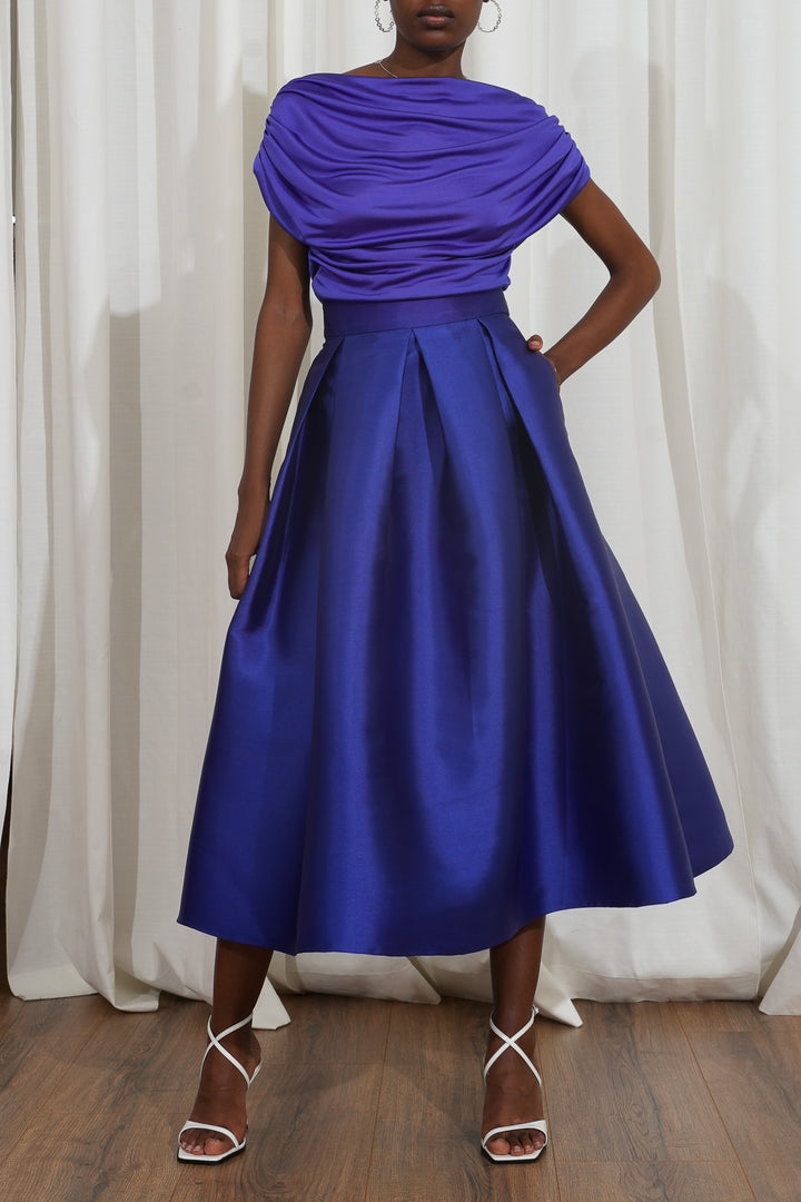 Jasmine Structured Royal Blue Mikado Skirt