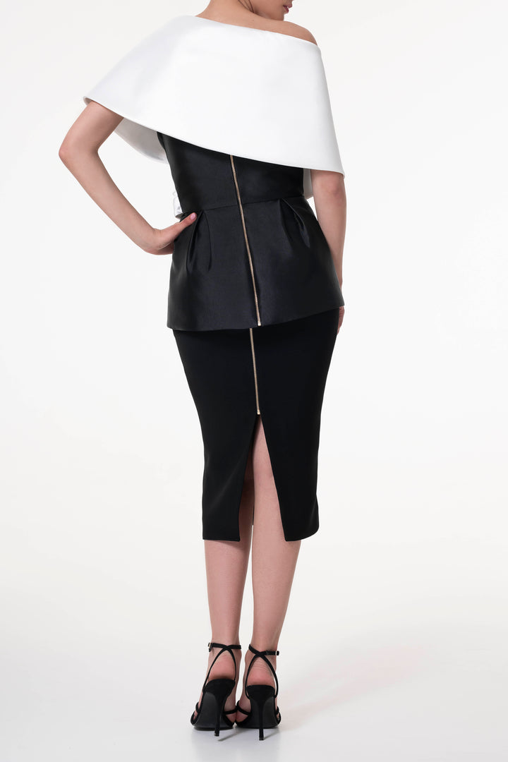 Black Crepe Conical Skirt