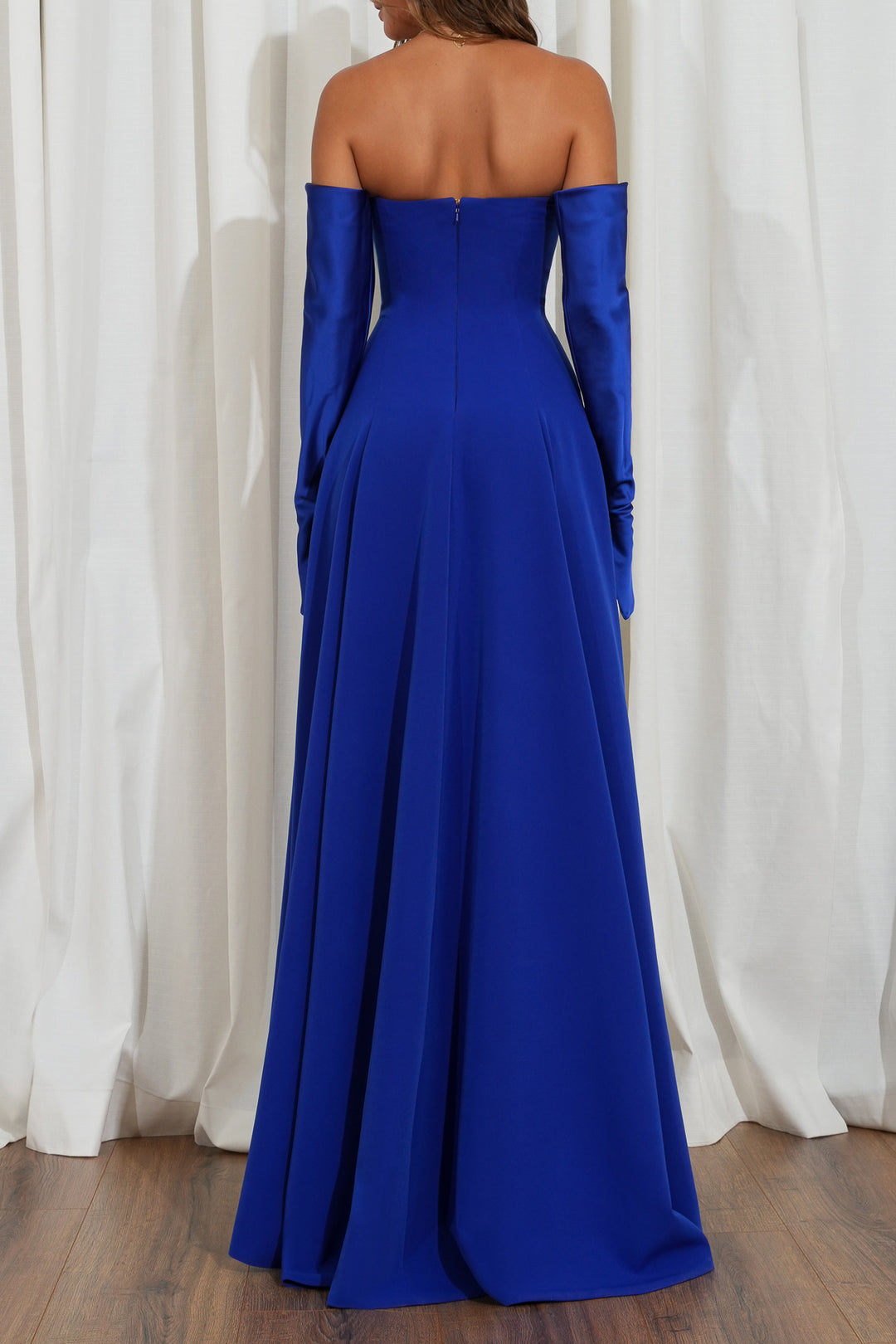 Salma Royal Blue Crepe Long Dress