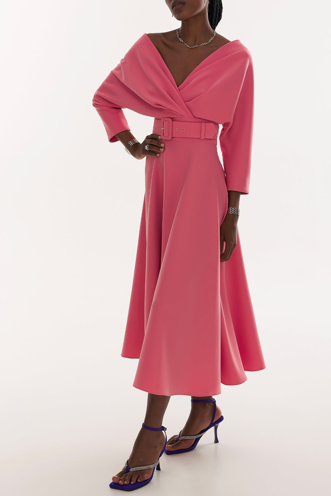 salmon midi dress Linen Midi Wrap Dress Adele