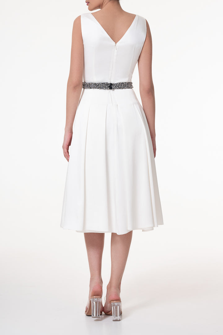Marilyn Ivory Satin Midi Dress