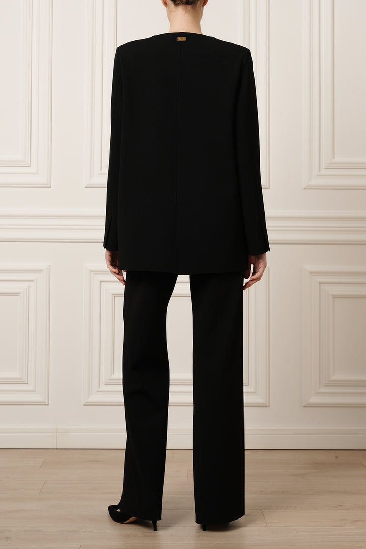 Dona Jersey Double-Breasted Jacket In Black