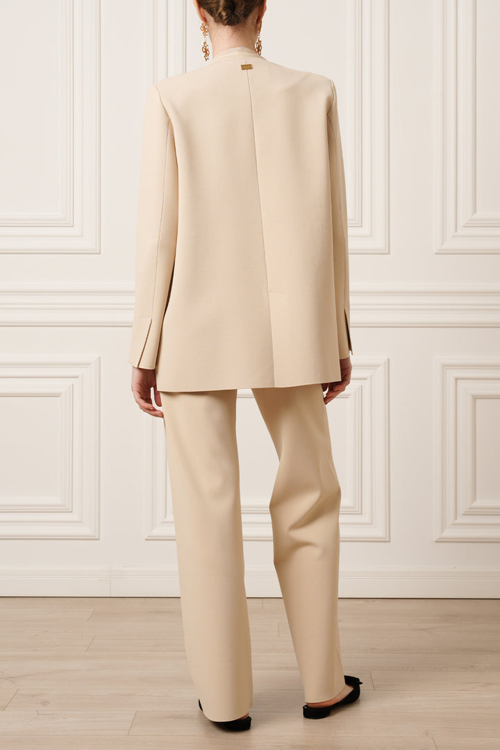 Dona Jersey Double-Breasted Jacket In Beige