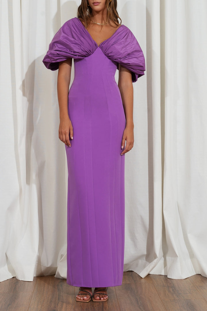 Everlyn Lavander Crepe And Taffeta Dress