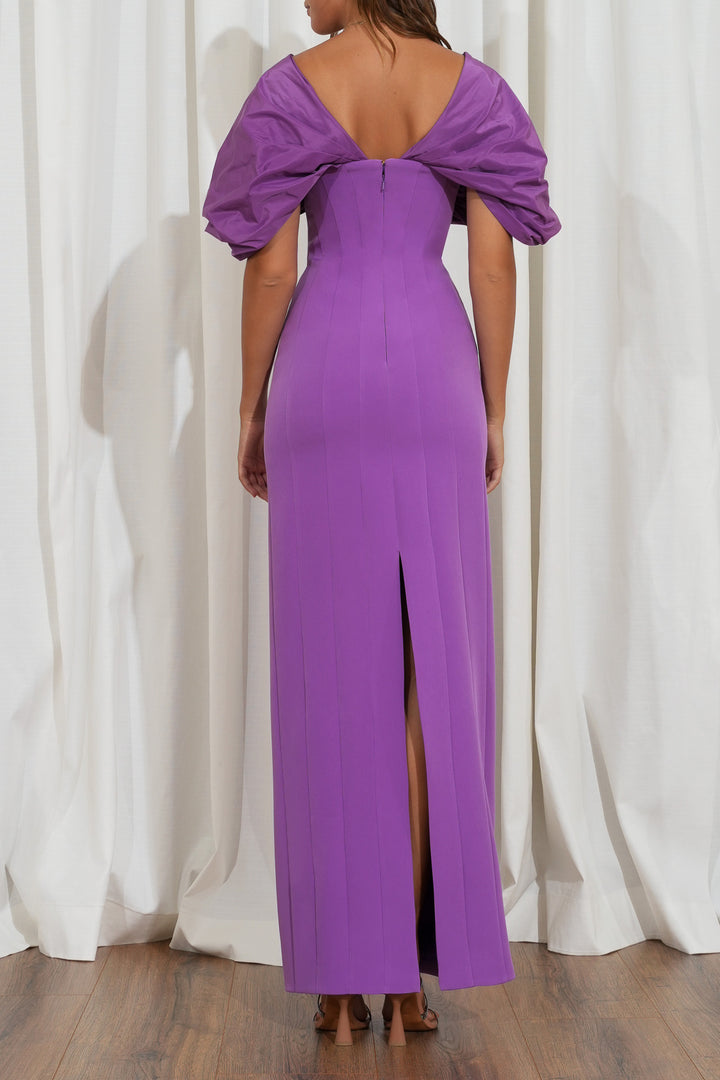 Everlyn Lavander Crepe And Taffeta Dress