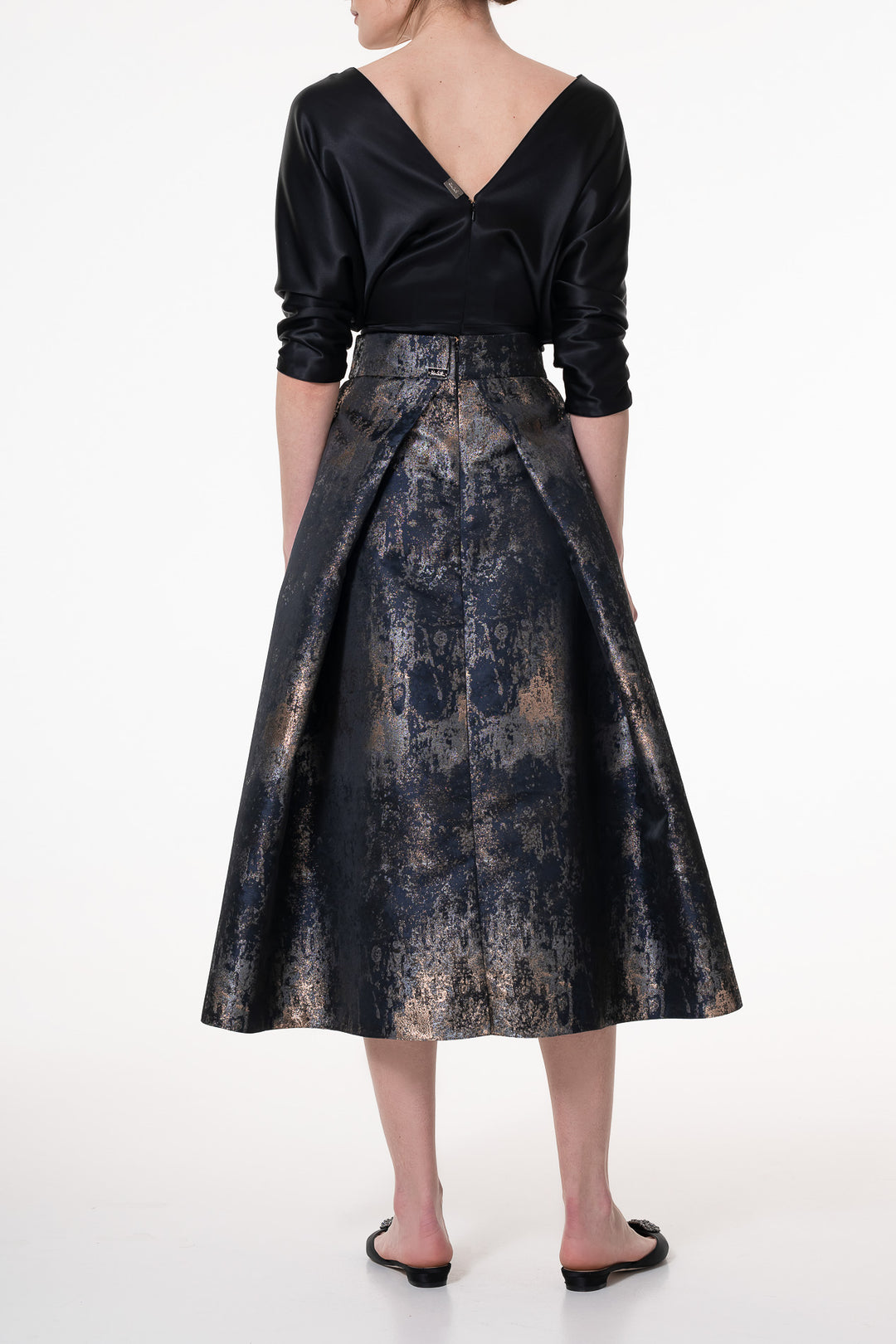 Jasmine Structured Jacquard Skirt In Galaxy-Blue
