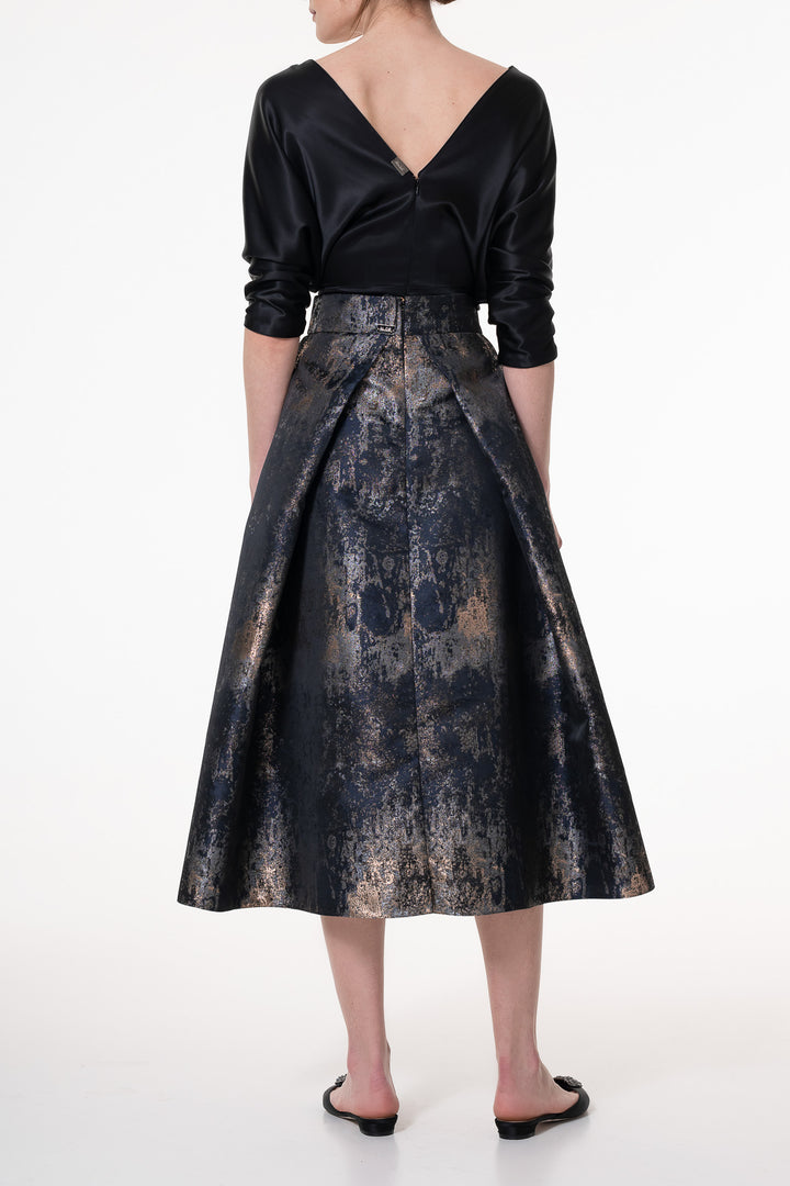 Jasmine Structured Jacquard Skirt In Galaxy-Blue