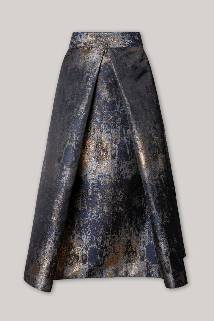 Jasmine Structured Jacquard Skirt In Galaxy-Blue