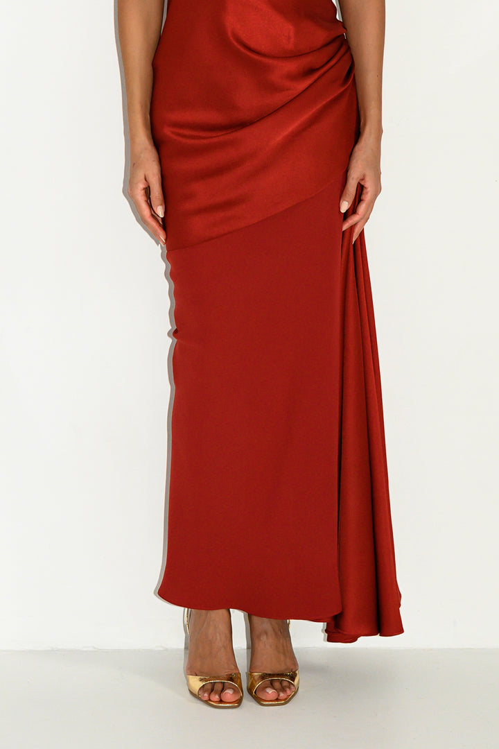 Sylvie Midi Skirt In Mahogany