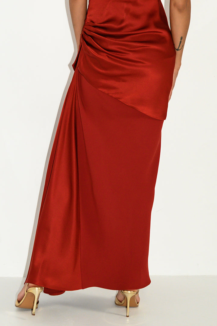 Sylvie Midi Skirt In Mahogany