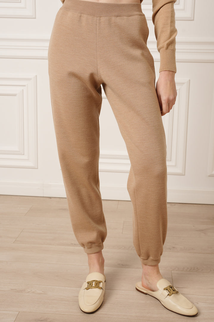 Gia Jersey Wool Track Pants in Camel