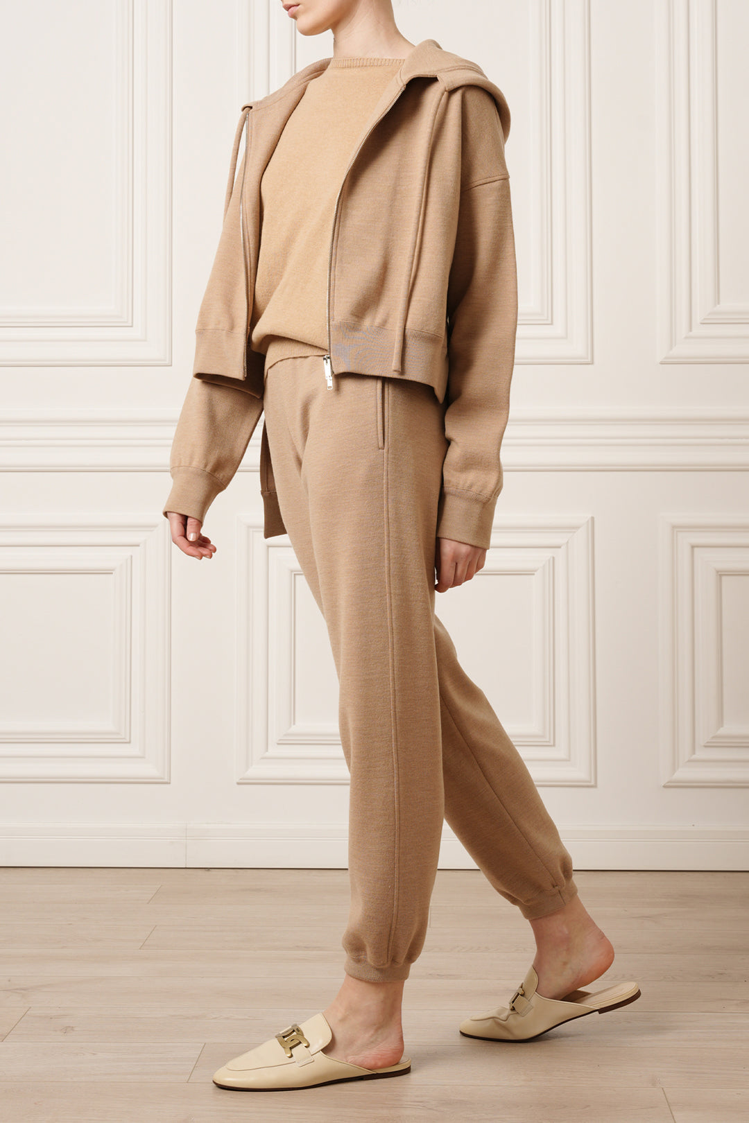 Gia Jersey Wool Track Pants in Camel