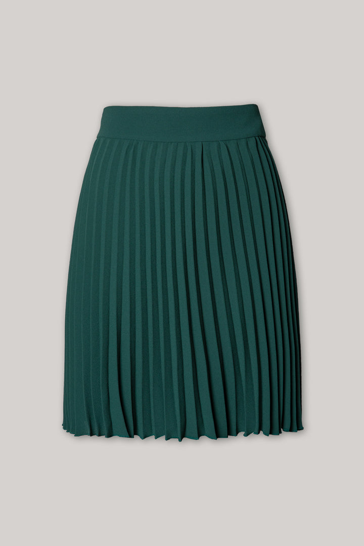 Pleated Crepe Short Skirt In Emerald